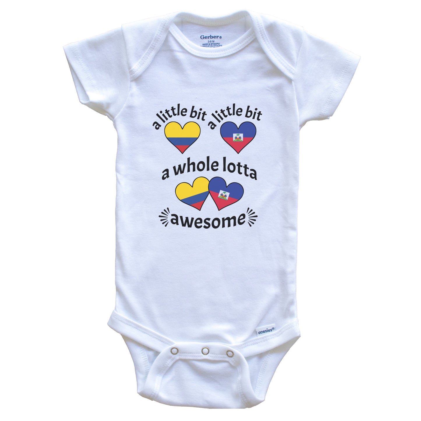 A Little Bit Colombian Haitian Colombia Haiti Heart Flags Baby Bodysuit
