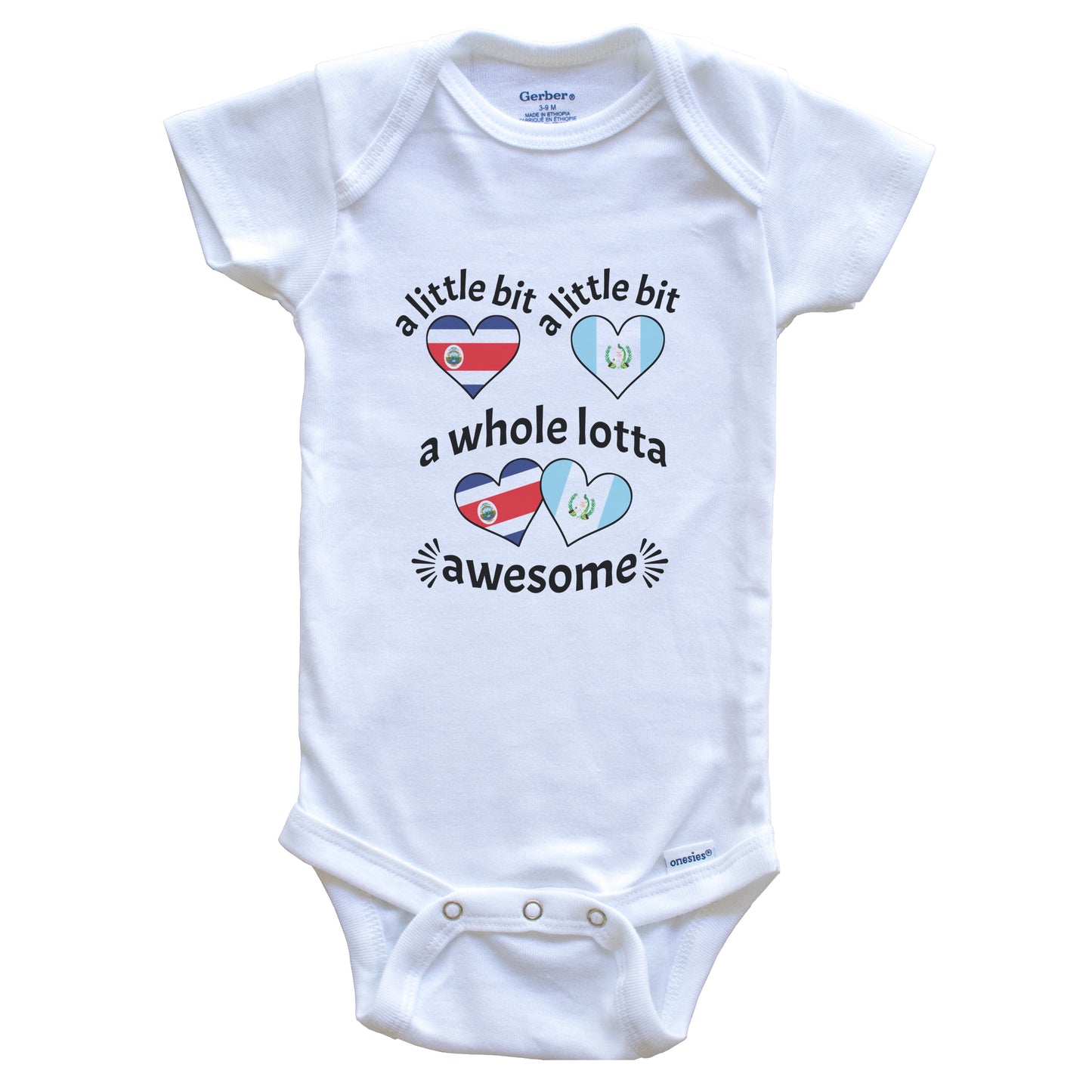 A Little Bit Costa Rican Guatemalan Costa Rica Guatemala Heart Flags Baby Bodysuit