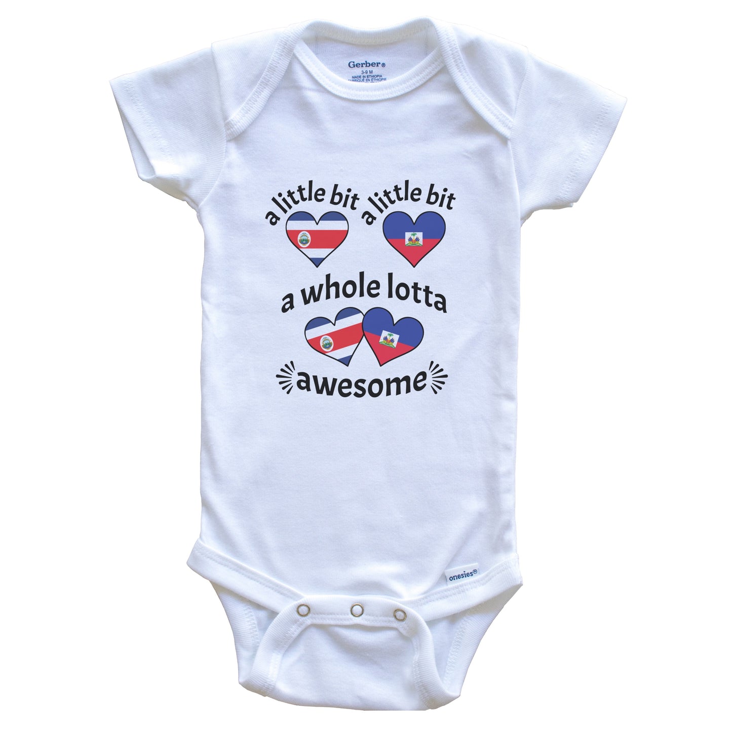 A Little Bit Costa Rican Haitian Costa Rica Haiti Heart Flags Baby Bodysuit