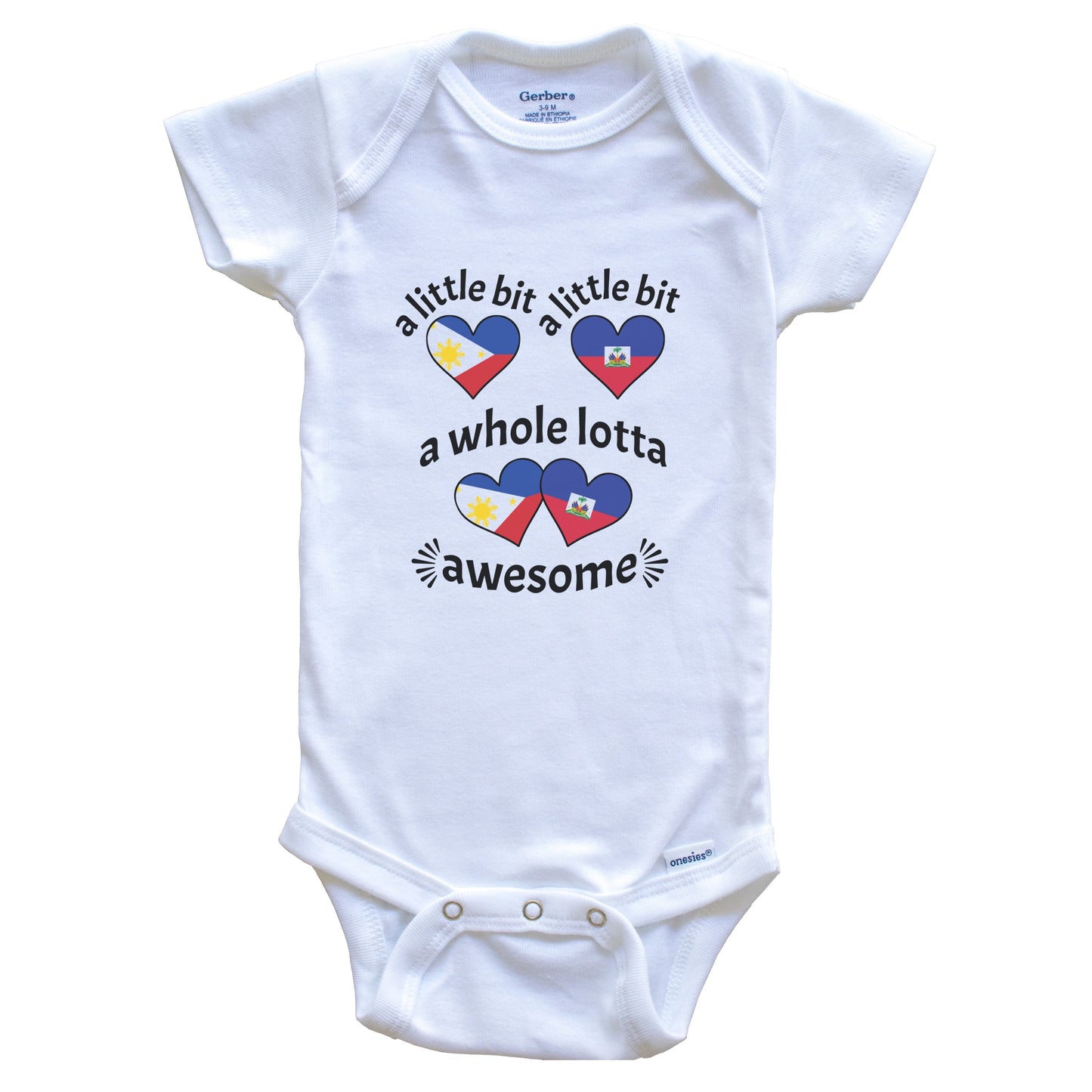 A Little Bit Filipino Haitian Philippines Haiti Heart Flags Baby Bodysuit