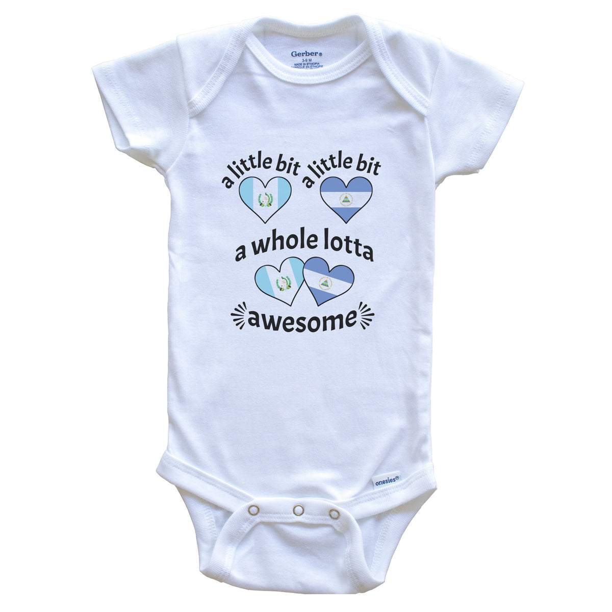A Little Bit Guatemalan Nicaraguan Guatemala Nicaragua Heart Flags Baby Bodysuit