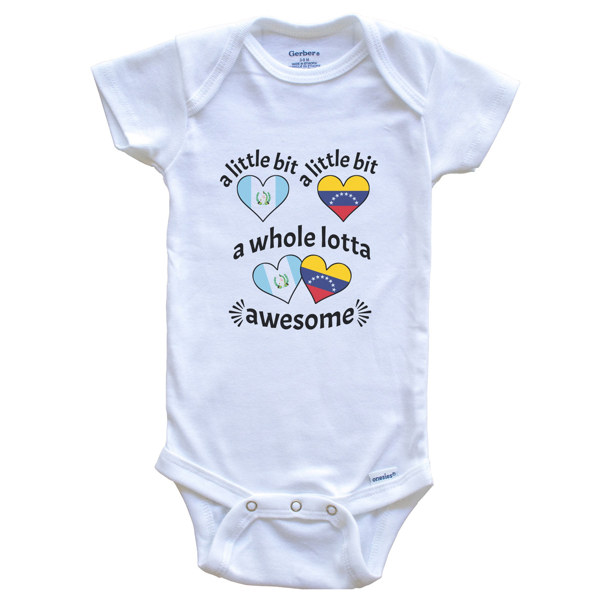 A Little Bit Guatemalan Venezuelan Guatemala Venezuela Heart Flags Baby Bodysuit