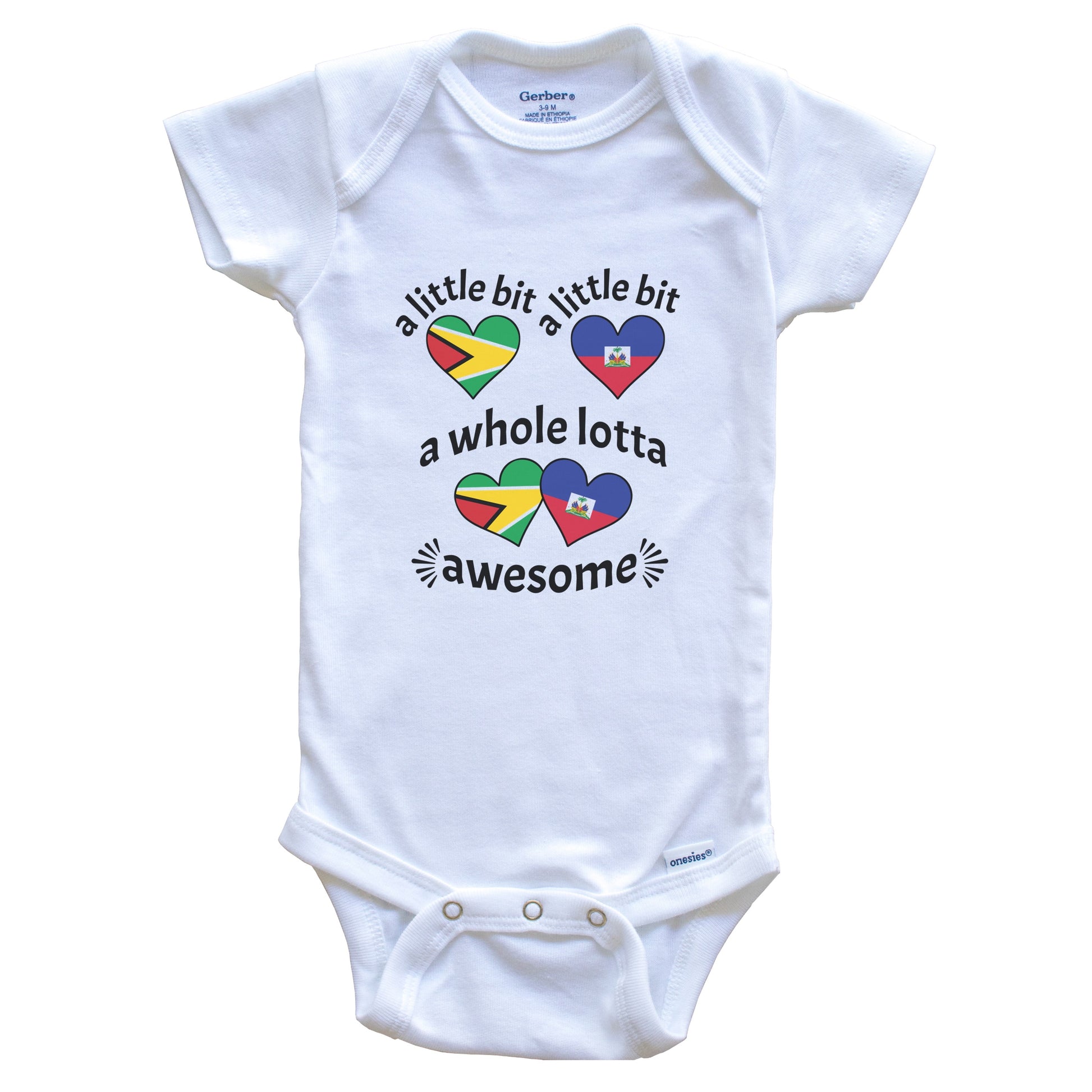 A Little Bit Guyanese Haitian Guyana Haiti Heart Flags Baby Bodysuit