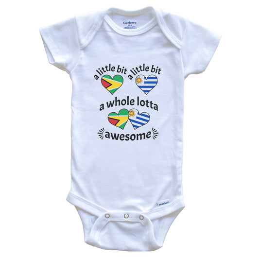 A Little Bit Guyanese Uruguayan Guyana Uruguay Heart Flags Baby Bodysuit