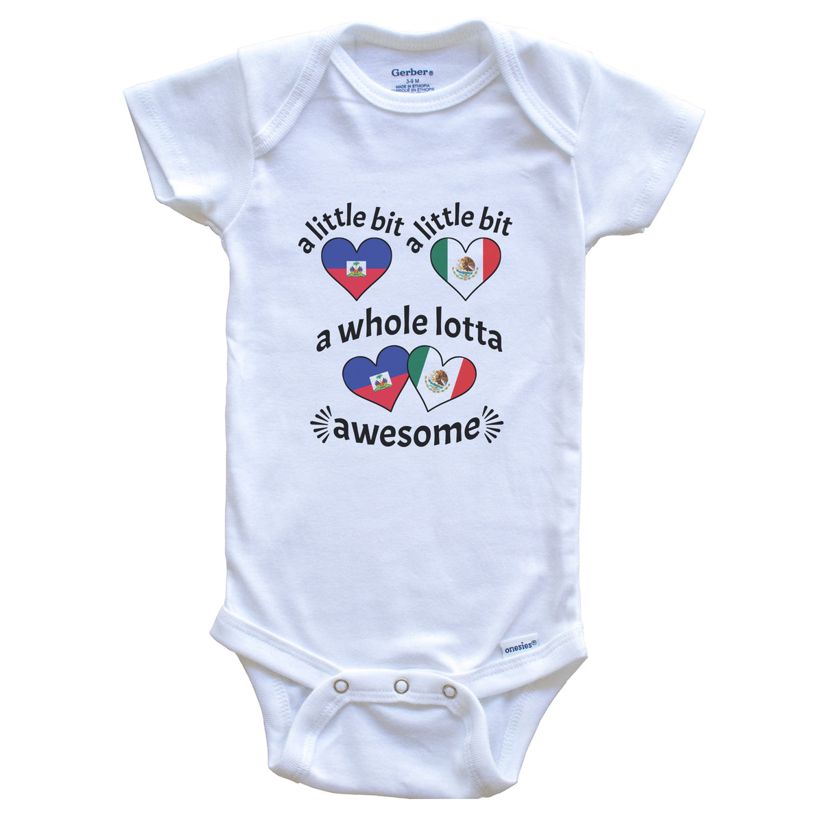 A Little Bit Haitian Mexican Haiti Mexico Heart Flags Baby Bodysuit