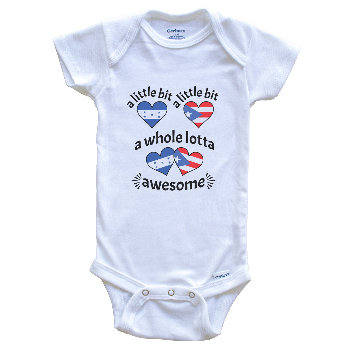 A Little Bit Honduran Puerto Rican Honduras Puerto Rico Heart Flags Baby Bodysuit