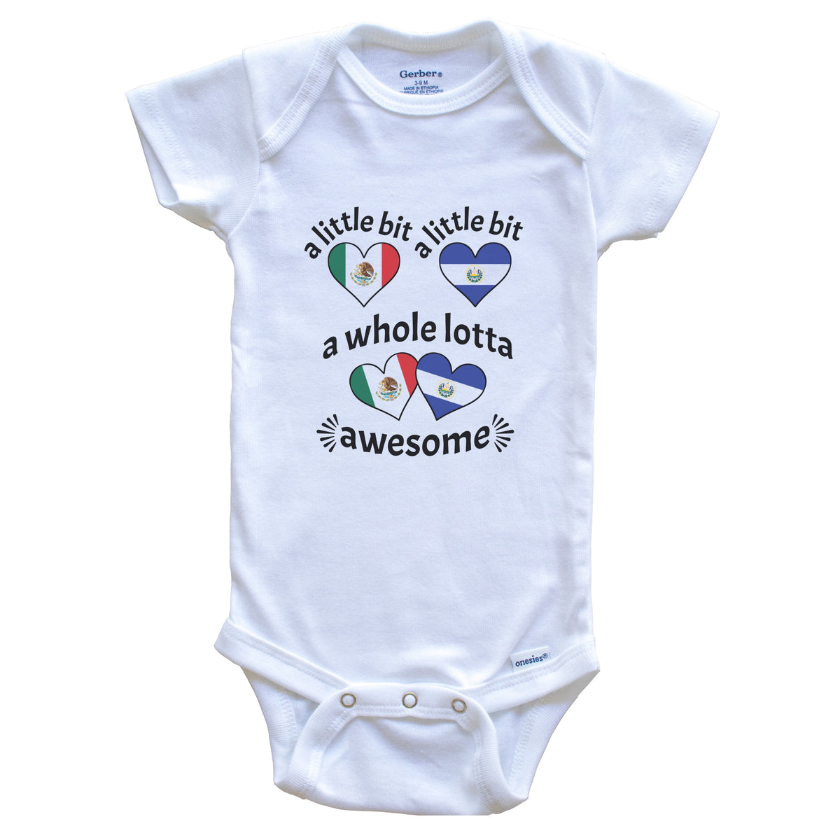 A Little Bit Mexican Salvadorian Mexico El Salvador Heart Flags Baby Bodysuit