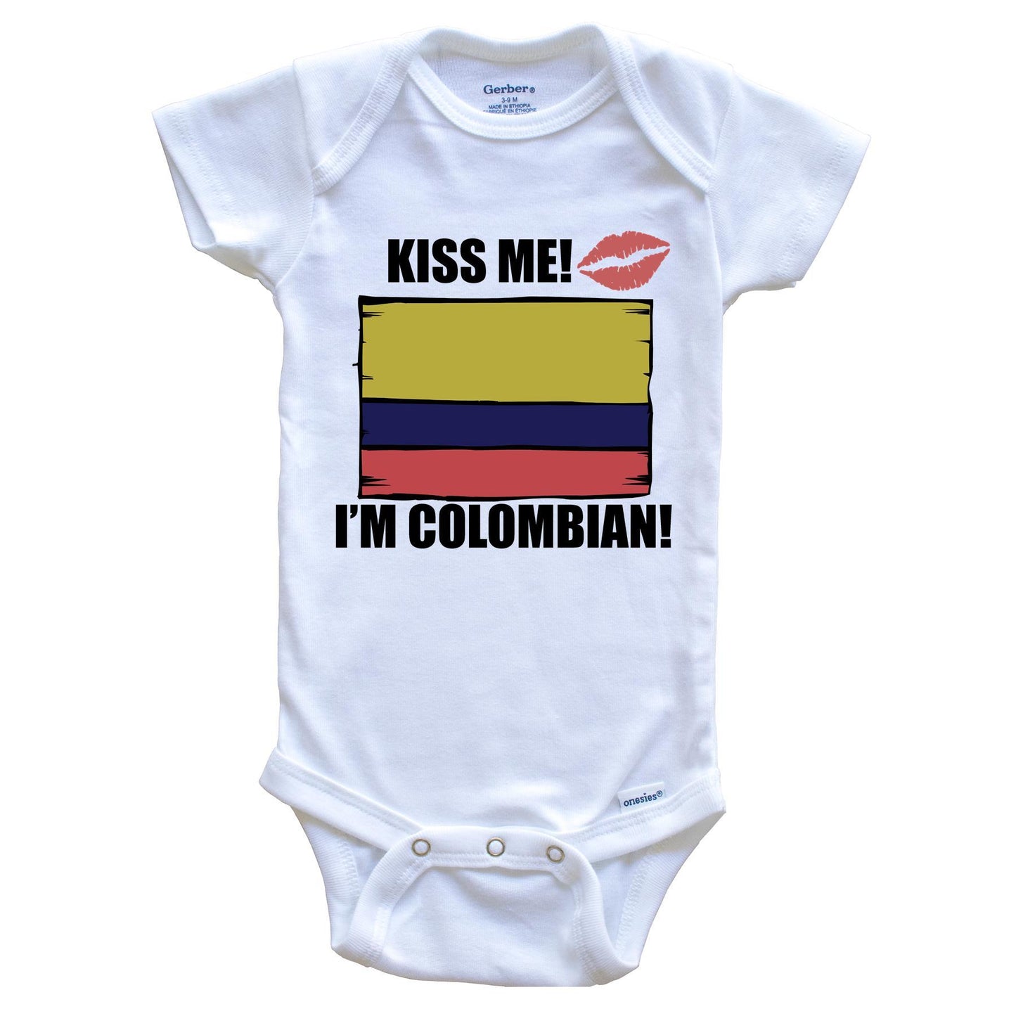 Kiss Me I'm Colombian Cute Colombia Flag Baby Onesie