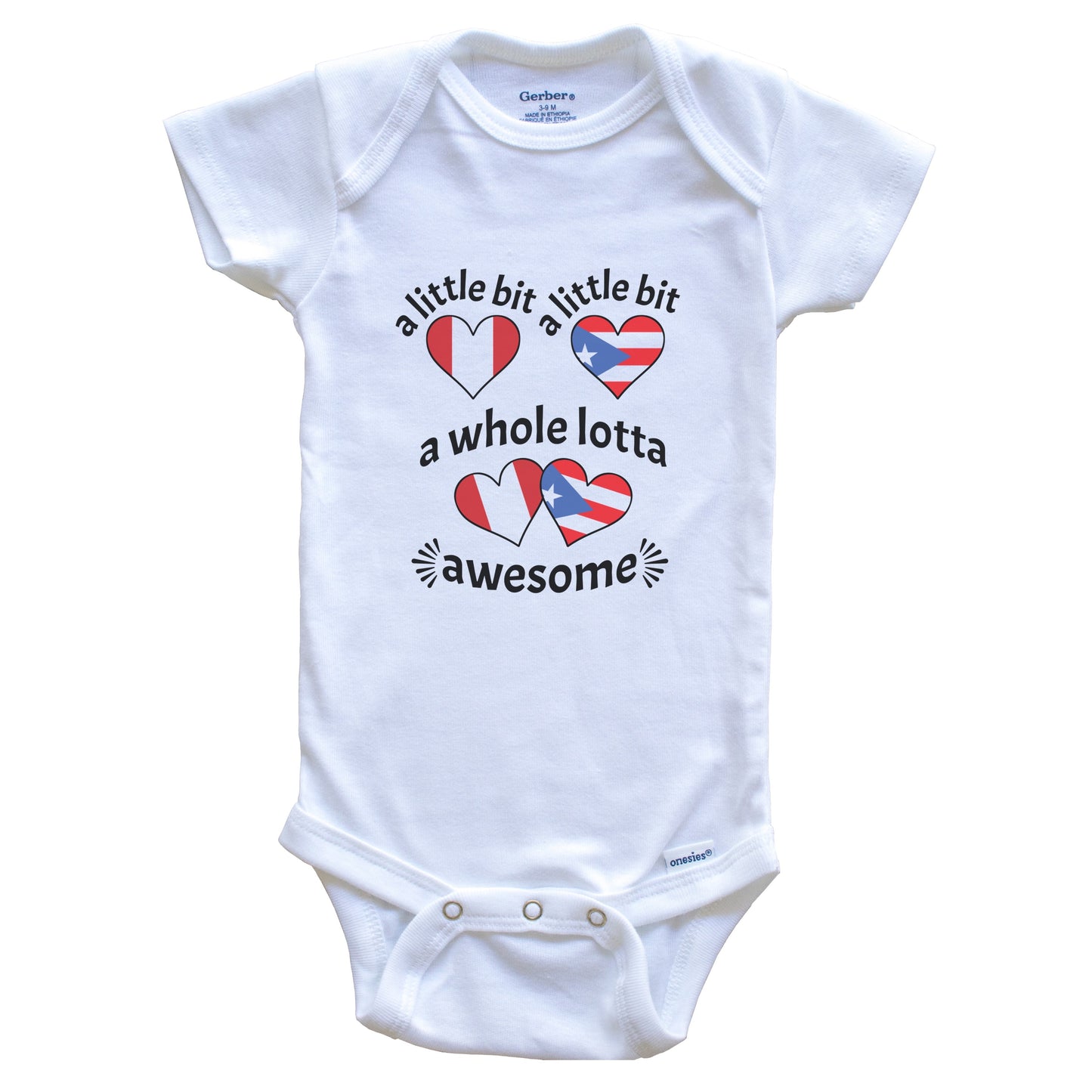 A Little Bit Peruvian Puerto Rican Peru Puerto Rico Heart Flags Baby Bodysuit