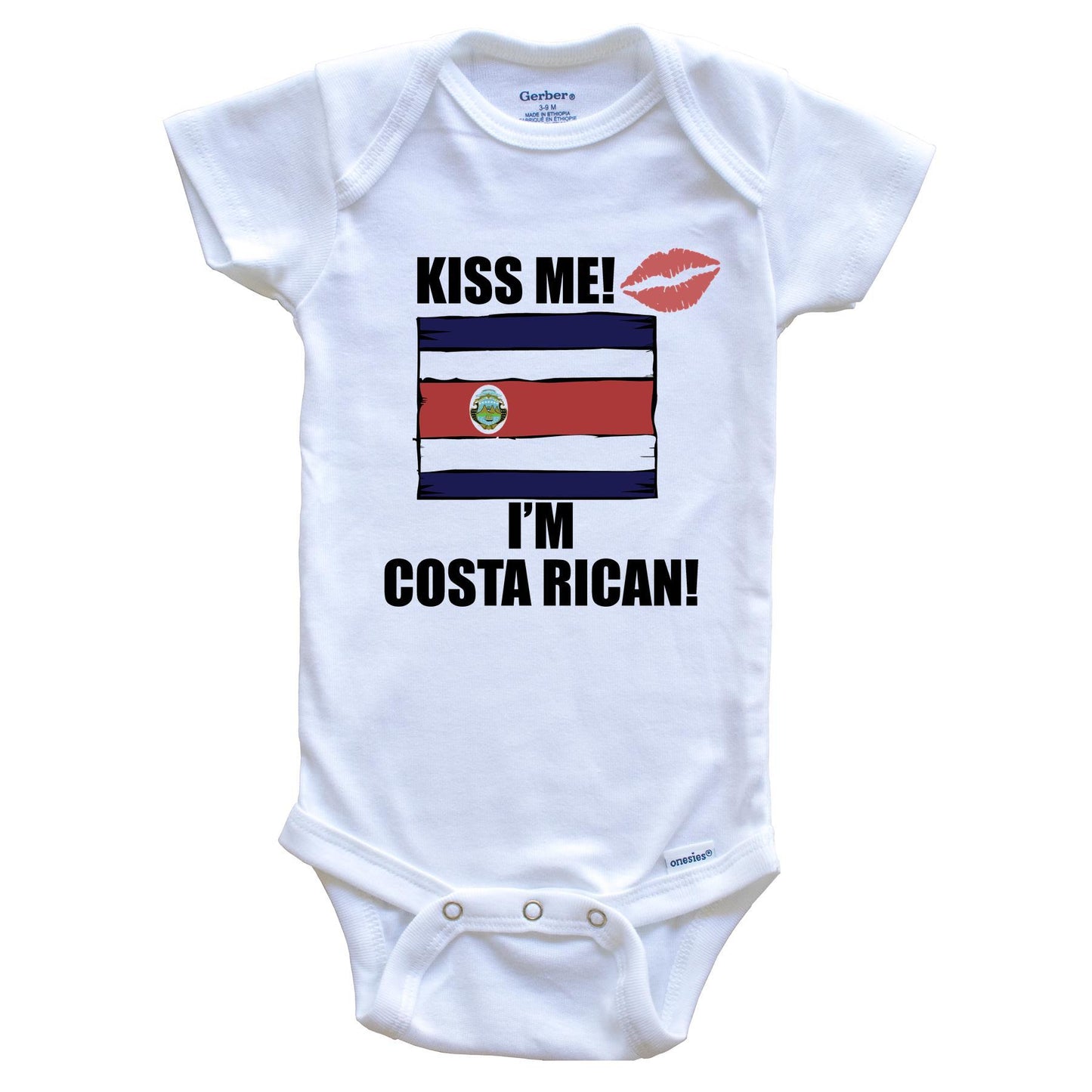 Kiss Me I'm Costa Rican Cute Costa Rica Flag Baby Onesie