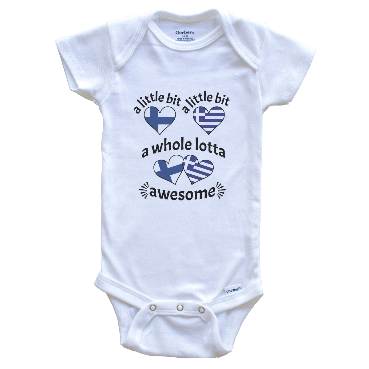 A Little Bit Finnish Greek Finland Greece Heart Flags Baby Bodysuit