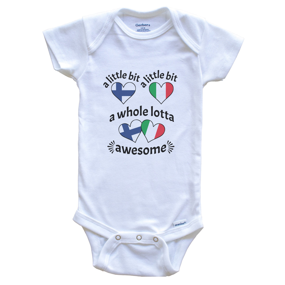 A Little Bit Finnish Italian Finland Italy Heart Flags Baby Bodysuit