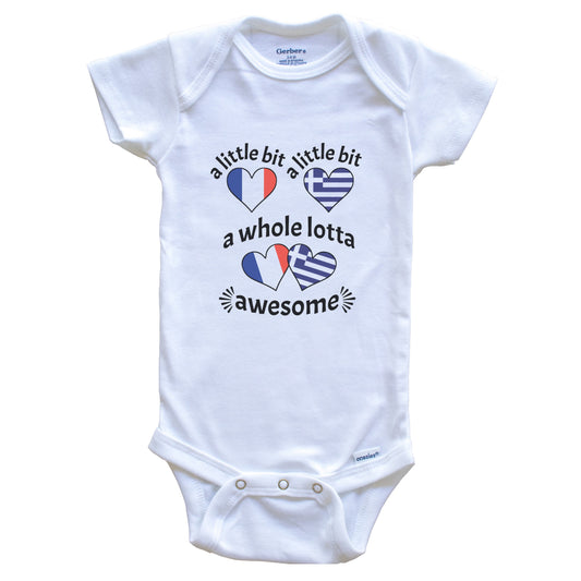 A Little Bit Greek French France Greece Heart Flags Baby Bodysuit