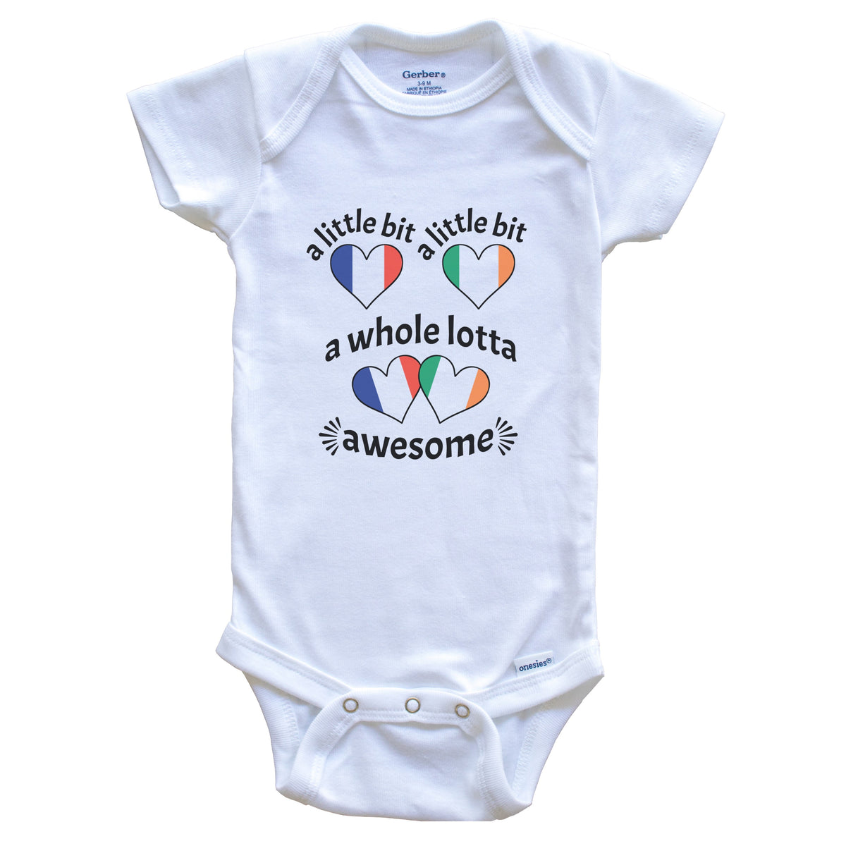 A Little Bit Irish French France Ireland Heart Flags Baby Bodysuit