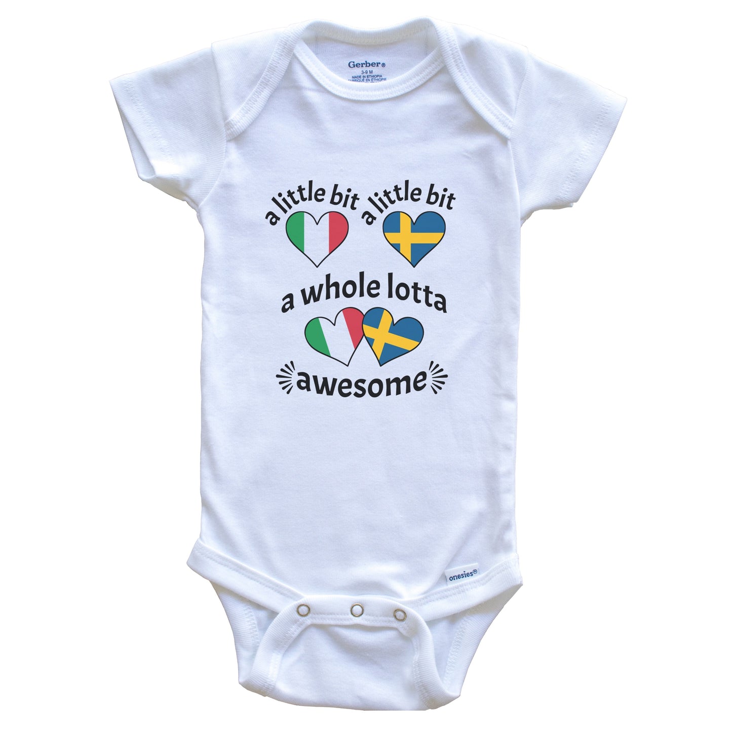 A Little Bit Italian Swedish Italy Sweden Heart Flags Baby Bodysuit
