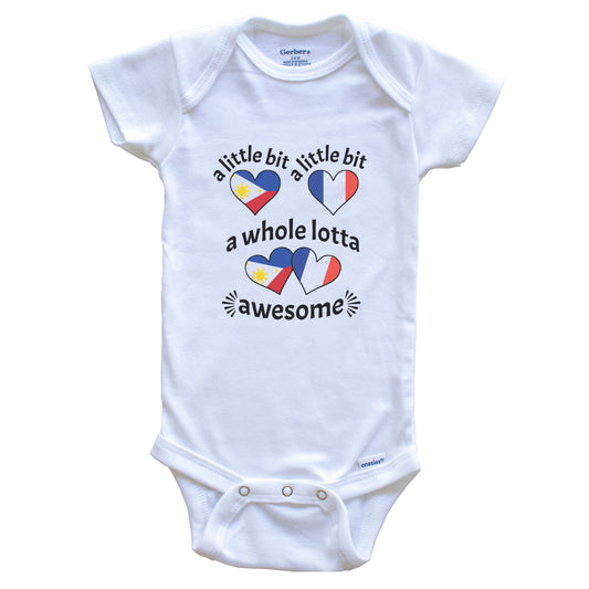 A Little Bit Filipino French Philippines France Heart Flags Baby Bodysuit