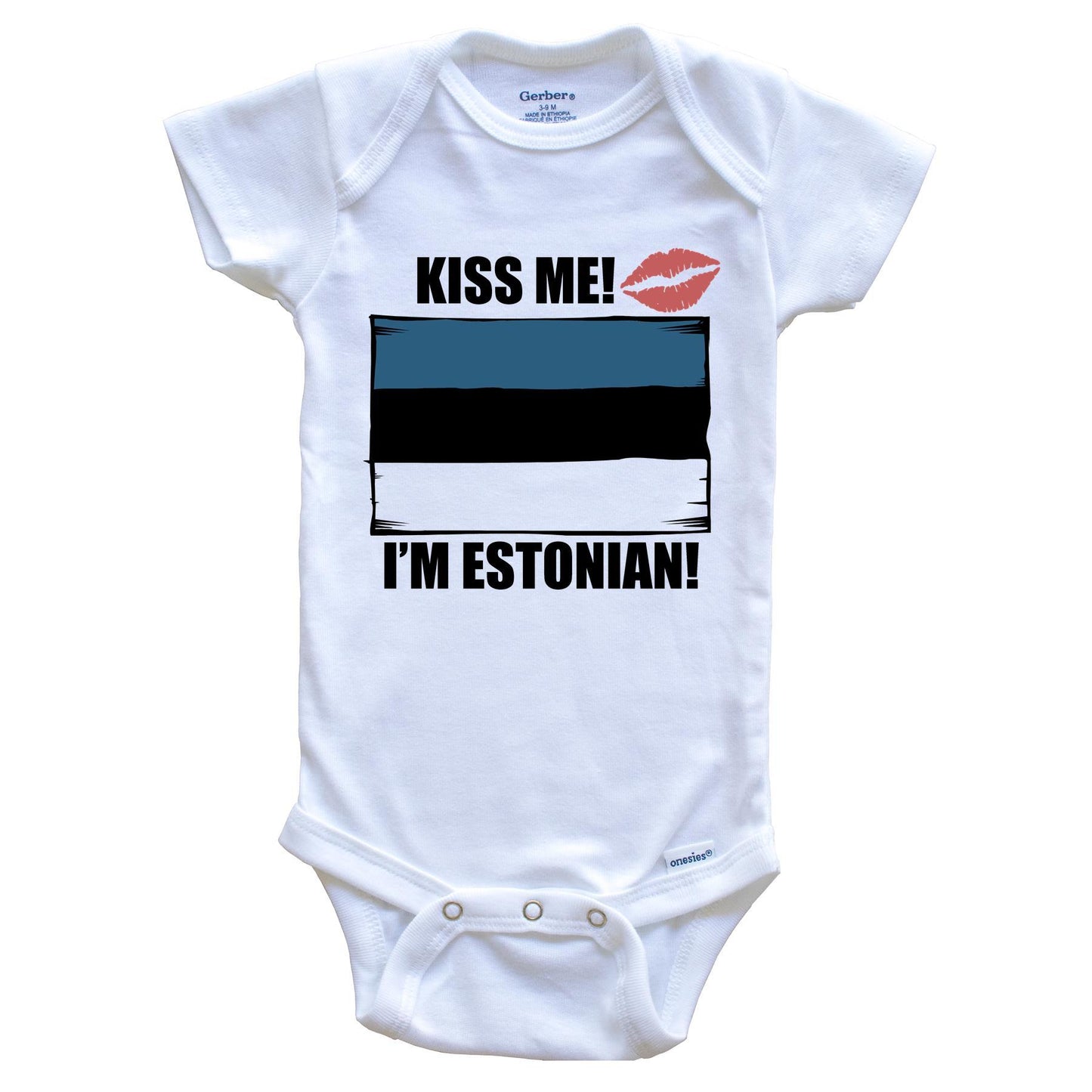 Kiss Me I'm Estonian Cute Estonia Flag Baby Onesie