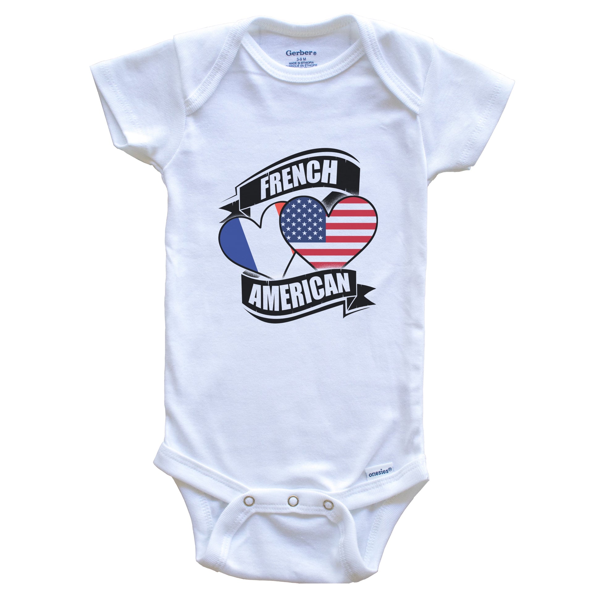 French American Hearts USA France Flags Baby Bodysuit