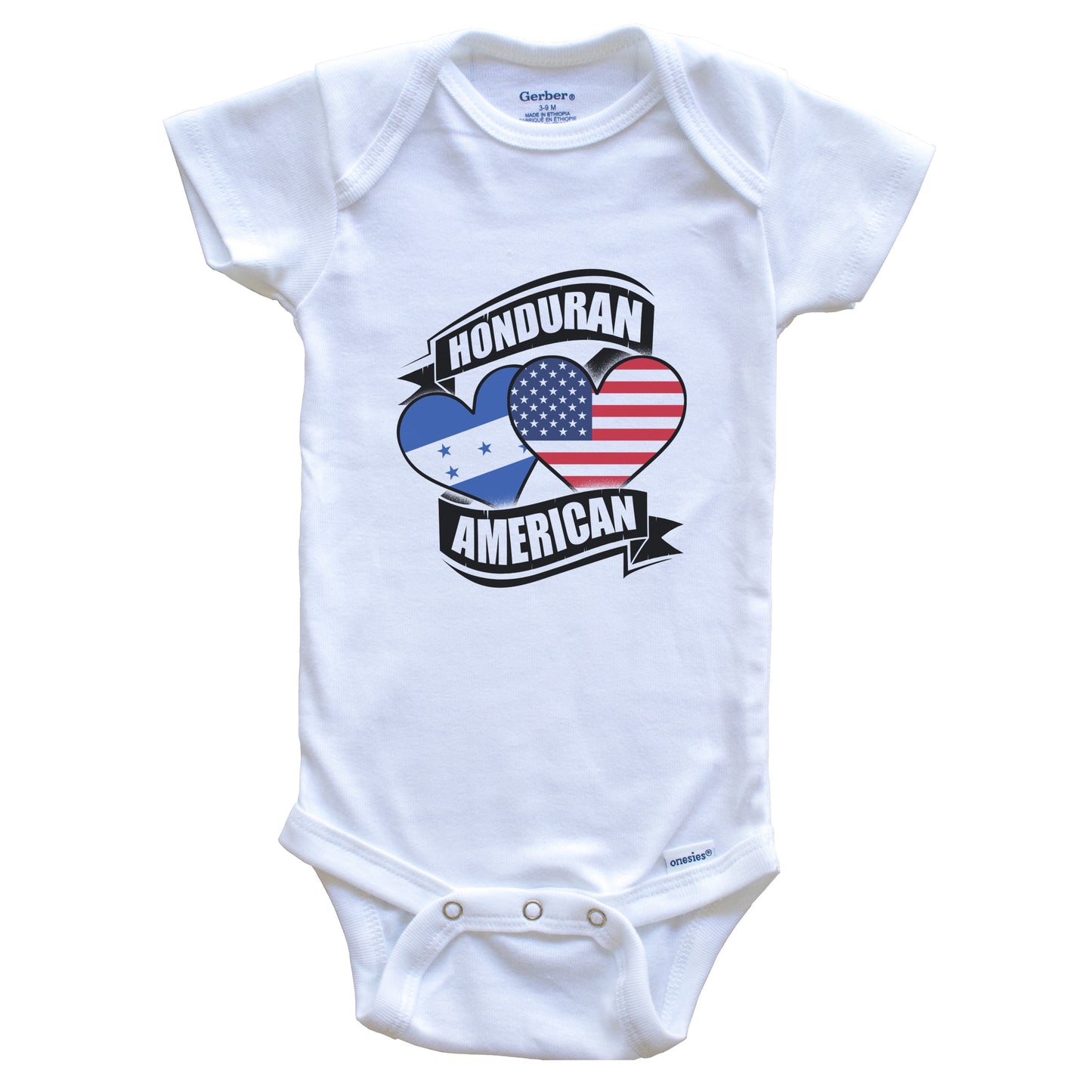 Honduran American Hearts USA Honduras Flags Baby Bodysuit