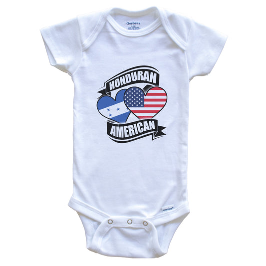 Honduran American Hearts USA Honduras Flags Baby Bodysuit