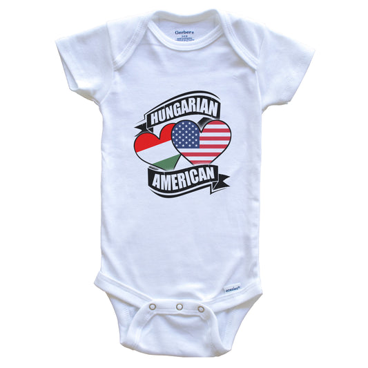Hungarian American Hearts USA Hungary Flags Baby Bodysuit