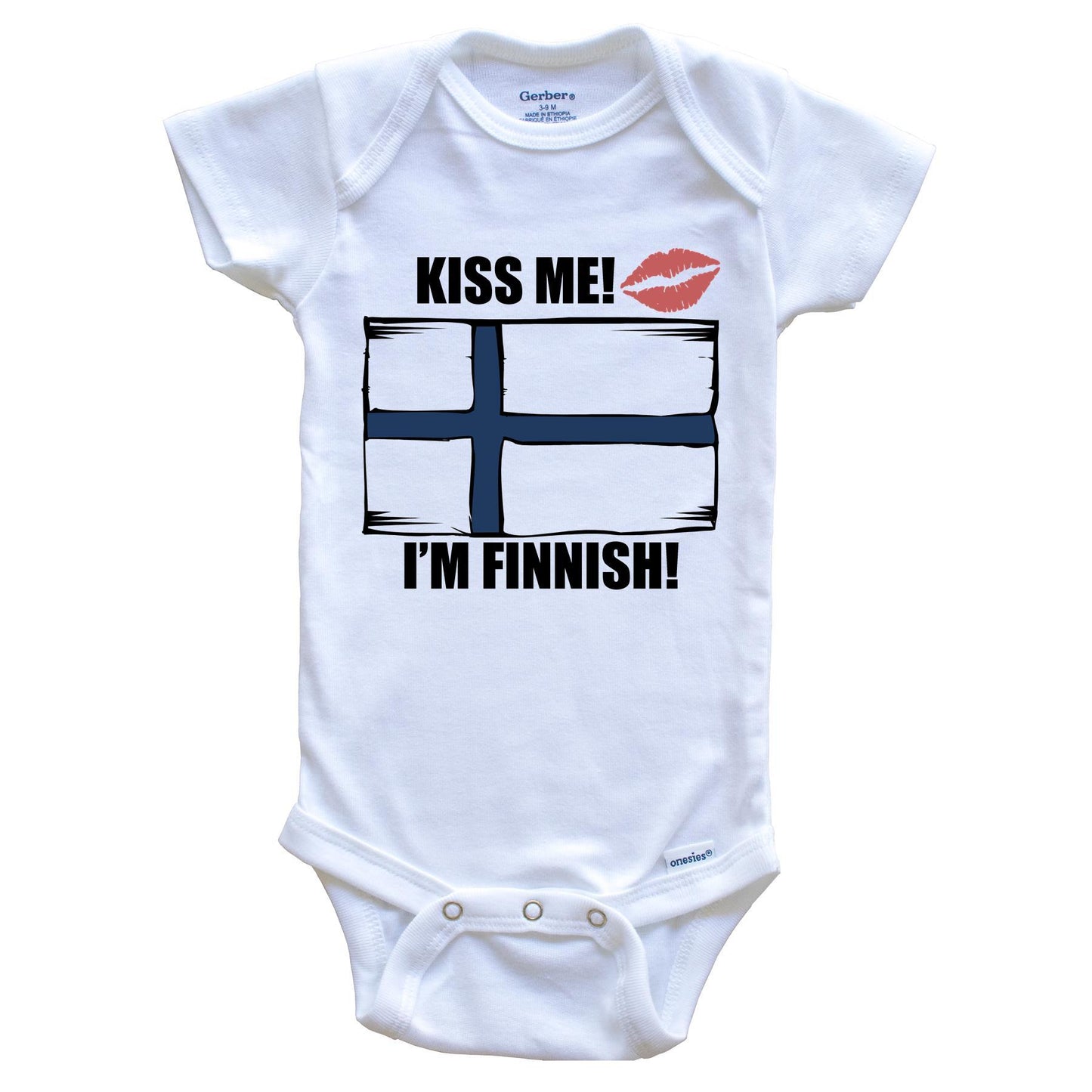 Kiss Me I'm Finnish Cute Finland Flag Baby Onesie