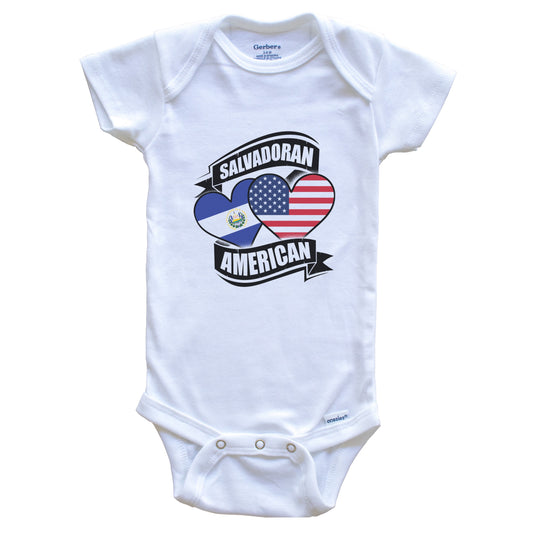 Salvadoran American Hearts USA El Salvador Flags Baby Bodysuit