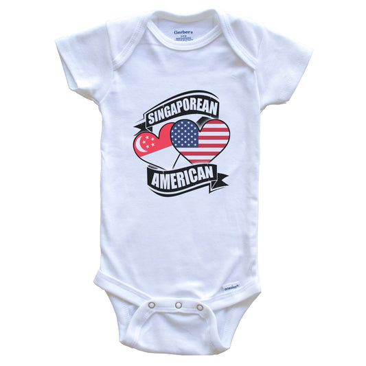 Singaporean American Hearts USA Singapore Flags Baby Bodysuit