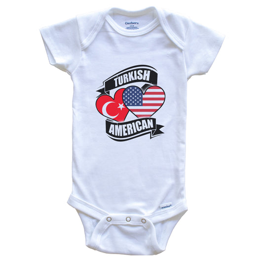 Turkish American Hearts USA Turkey Flags Baby Bodysuit