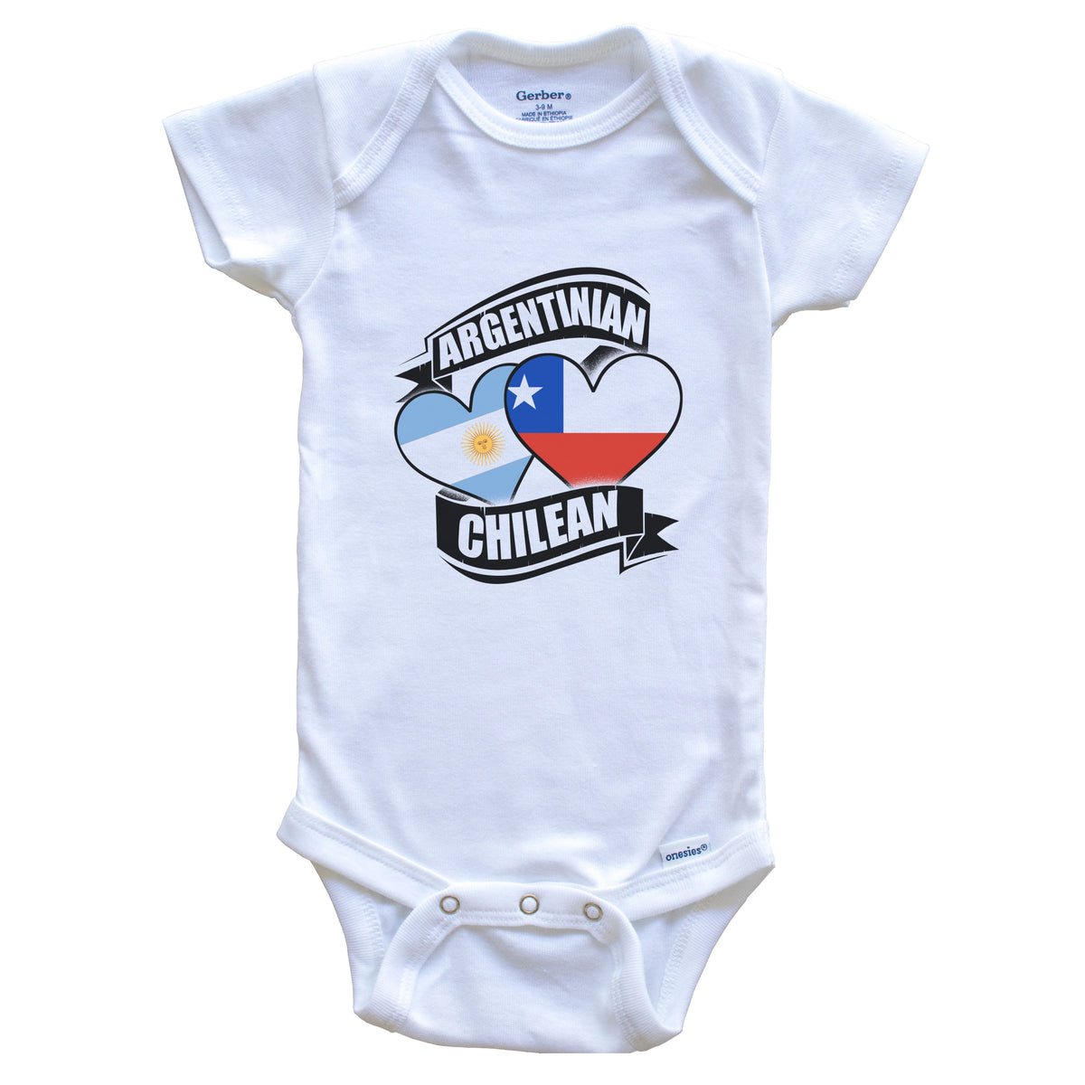 Argentinian Chilean Hearts Argentina Chile Flags Baby Bodysuit
