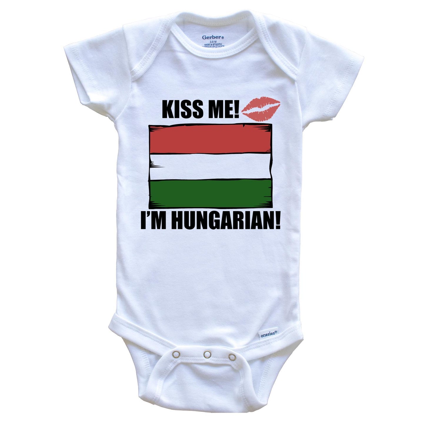 Kiss Me I'm Hungarian Cute Hungary Flag Baby Onesie