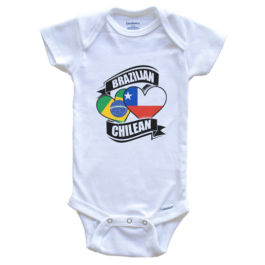 Brazilian Chilean Hearts Brazil Chile Flags Baby Bodysuit