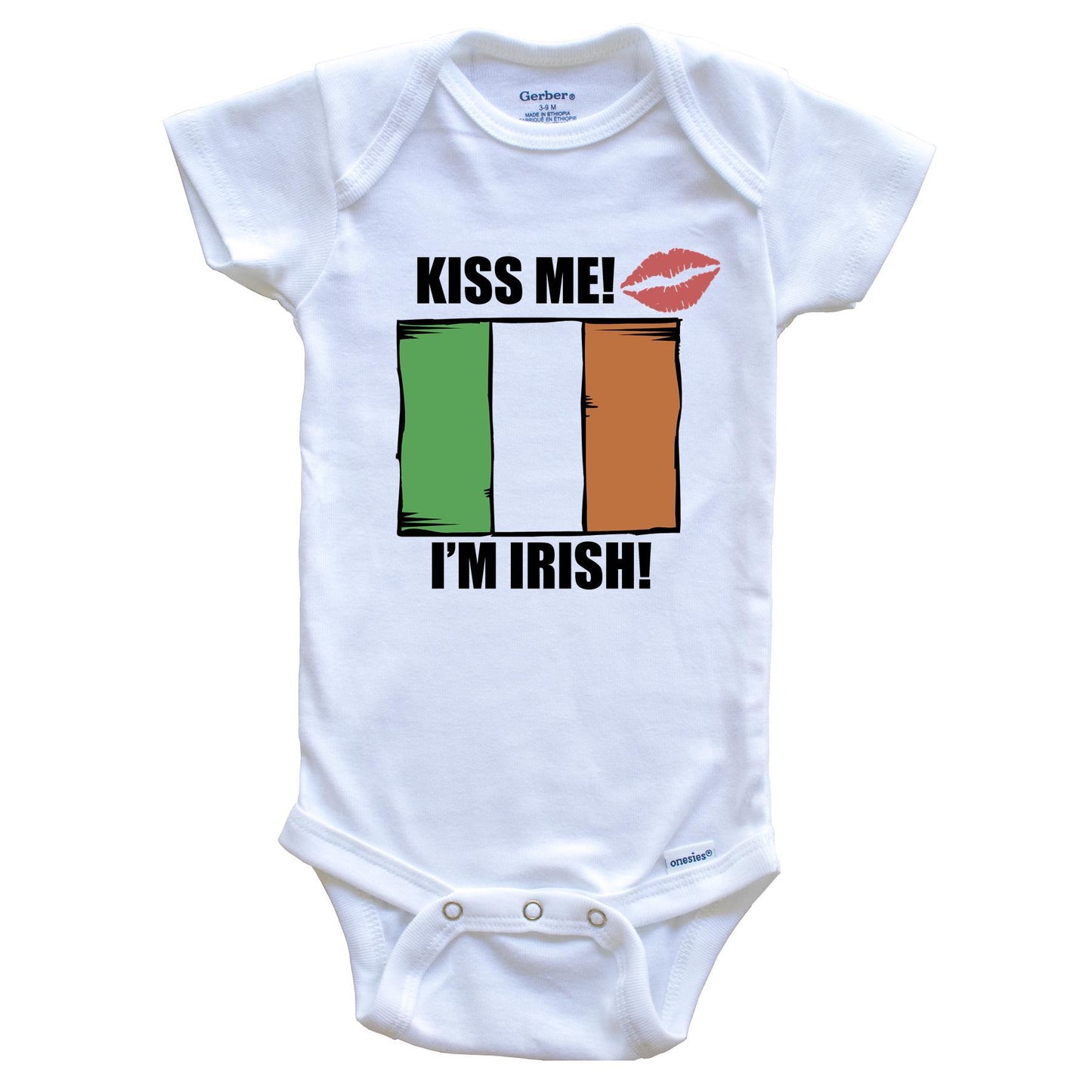 Kiss Me I'm Irish Cute Ireland Flag Baby Onesie
