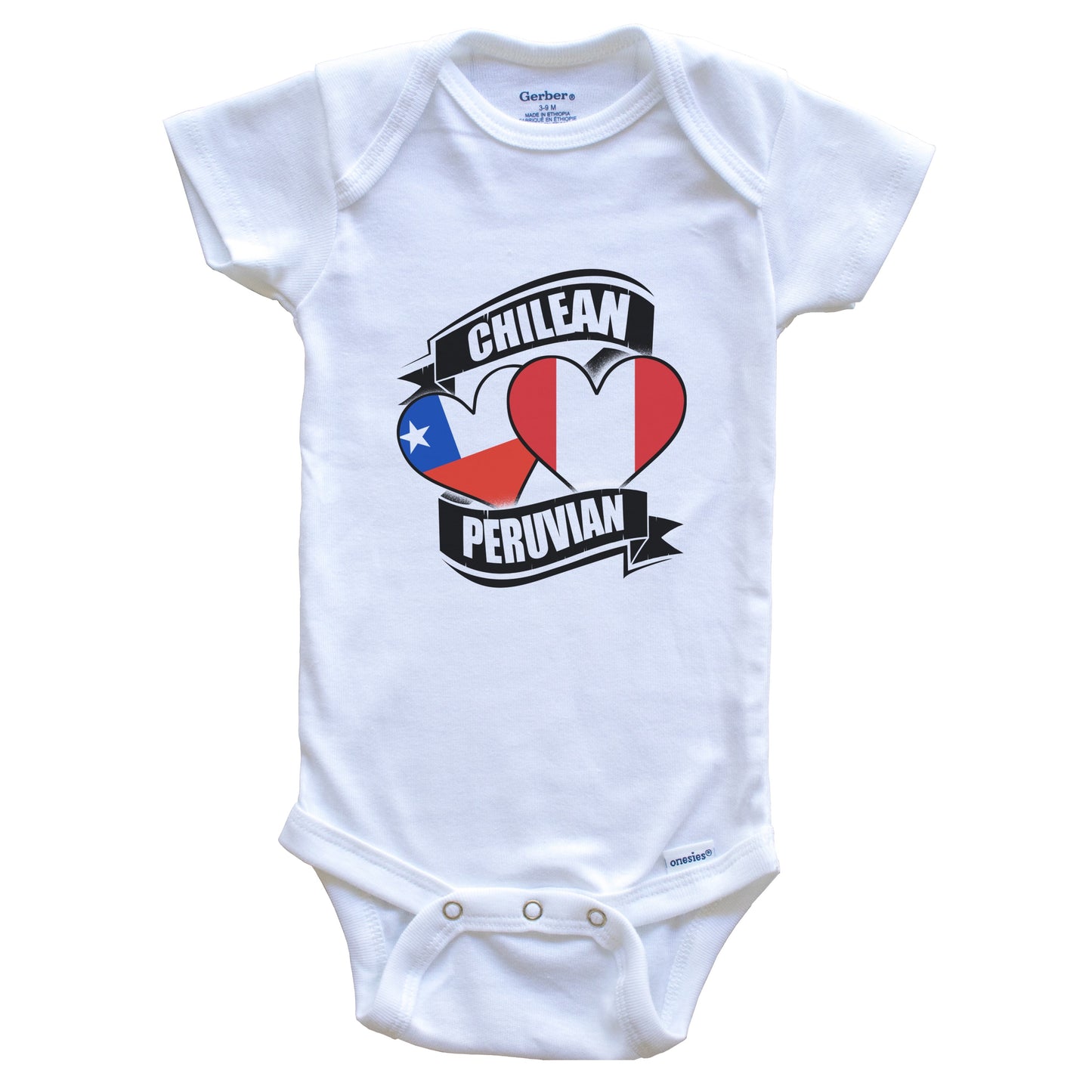 Chilean Peruvian Hearts Chile Peru Flags Baby Bodysuit