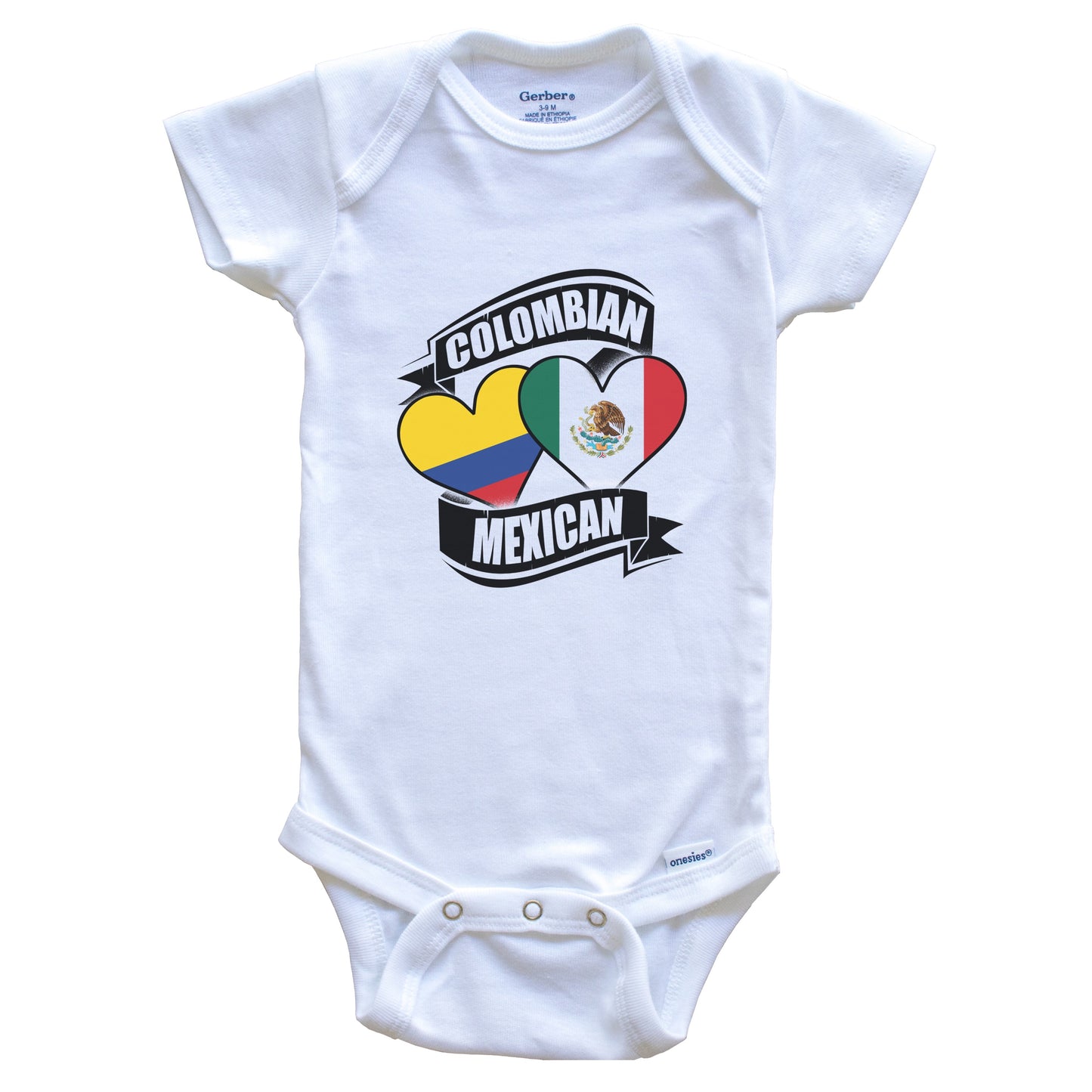 Colombian Mexican Hearts Colombia Mexico Flags Baby Bodysuit