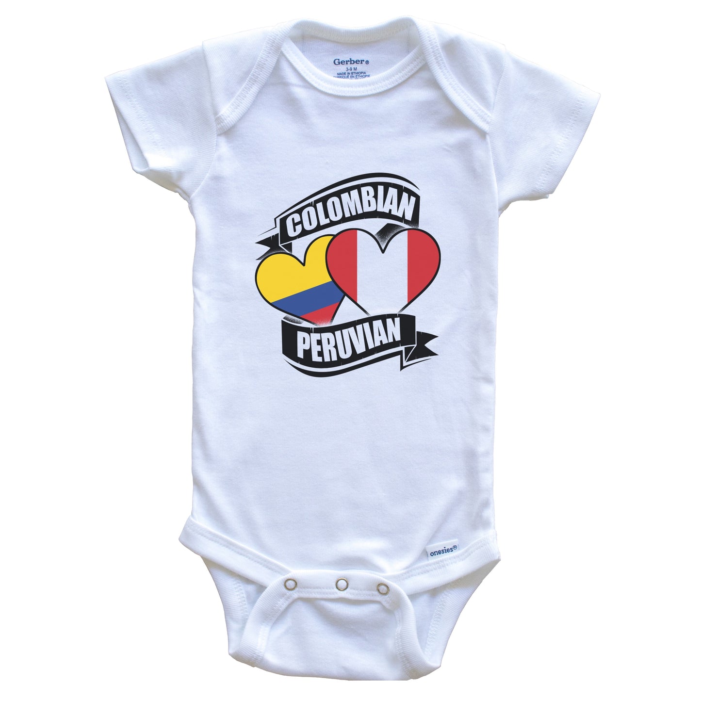Colombian Peruvian Hearts Colombia Peru Flags Baby Bodysuit