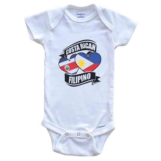 Costa Rican Filipino Hearts Costa Rica Philippines Flags Baby Bodysuit
