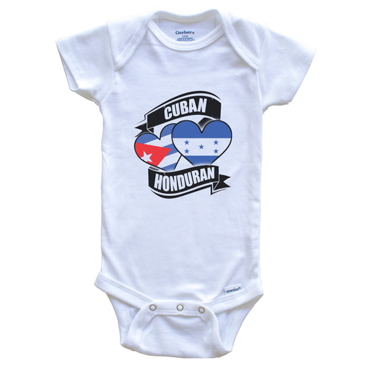 Cuban Honduran Hearts Cuba Honduras Flags Baby Bodysuit