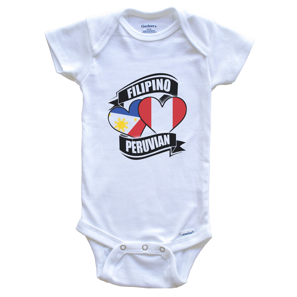 Filipino Peruvian Hearts Philippines Peru Flags Baby Bodysuit