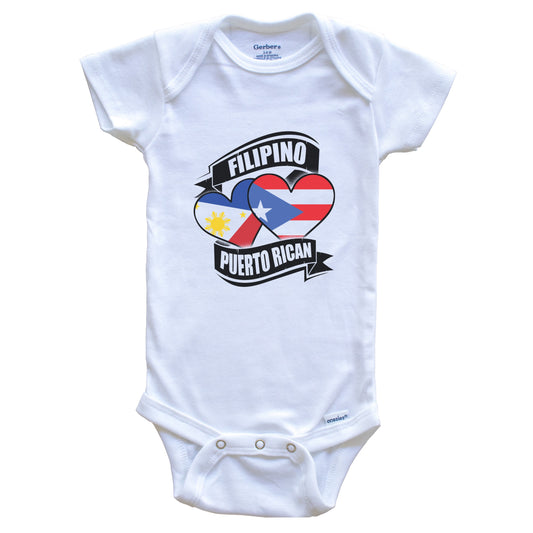 Filipino Puerto Rican Hearts Philippines Puerto Rico Flags Baby Bodysuit