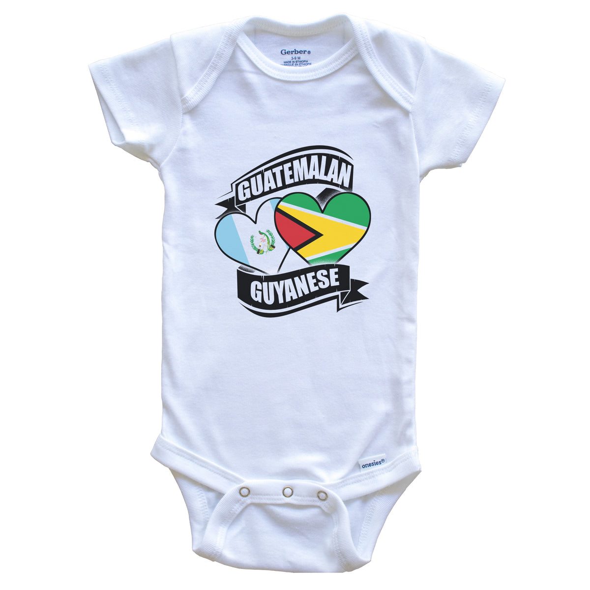 Guatemalan Guyanese Hearts Guatemala Guyana Flags Baby Bodysuit