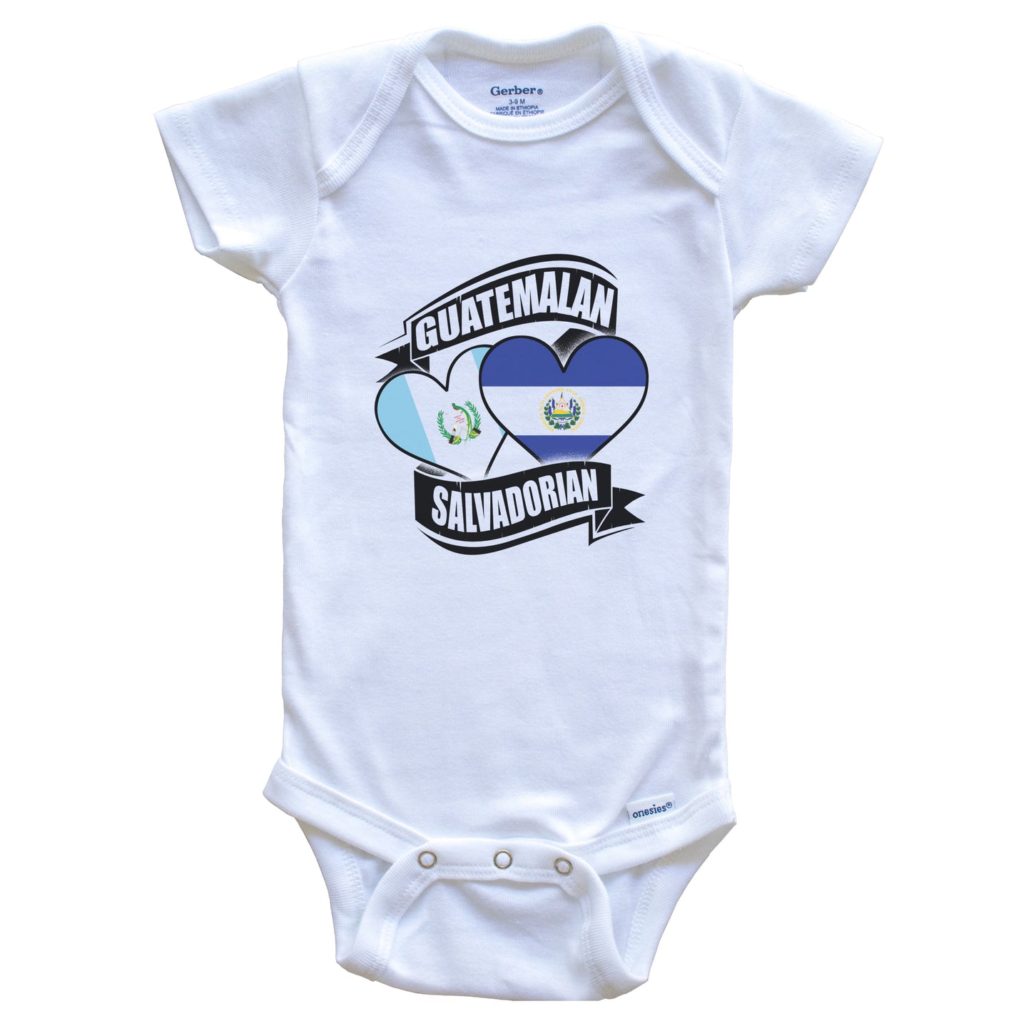 Guatemalan Salvadorian Hearts Guatemala El Salvador Flags Baby Bodysuit