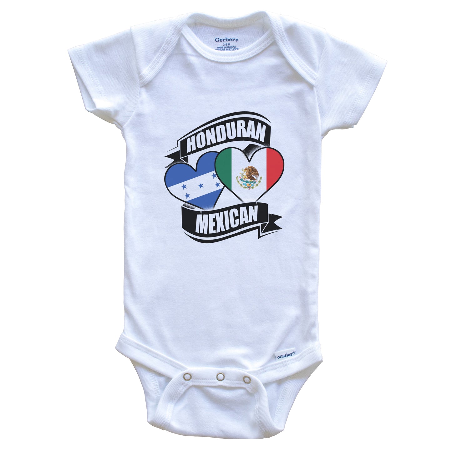 Honduran Mexican Hearts Honduras Mexico Flags Baby Bodysuit