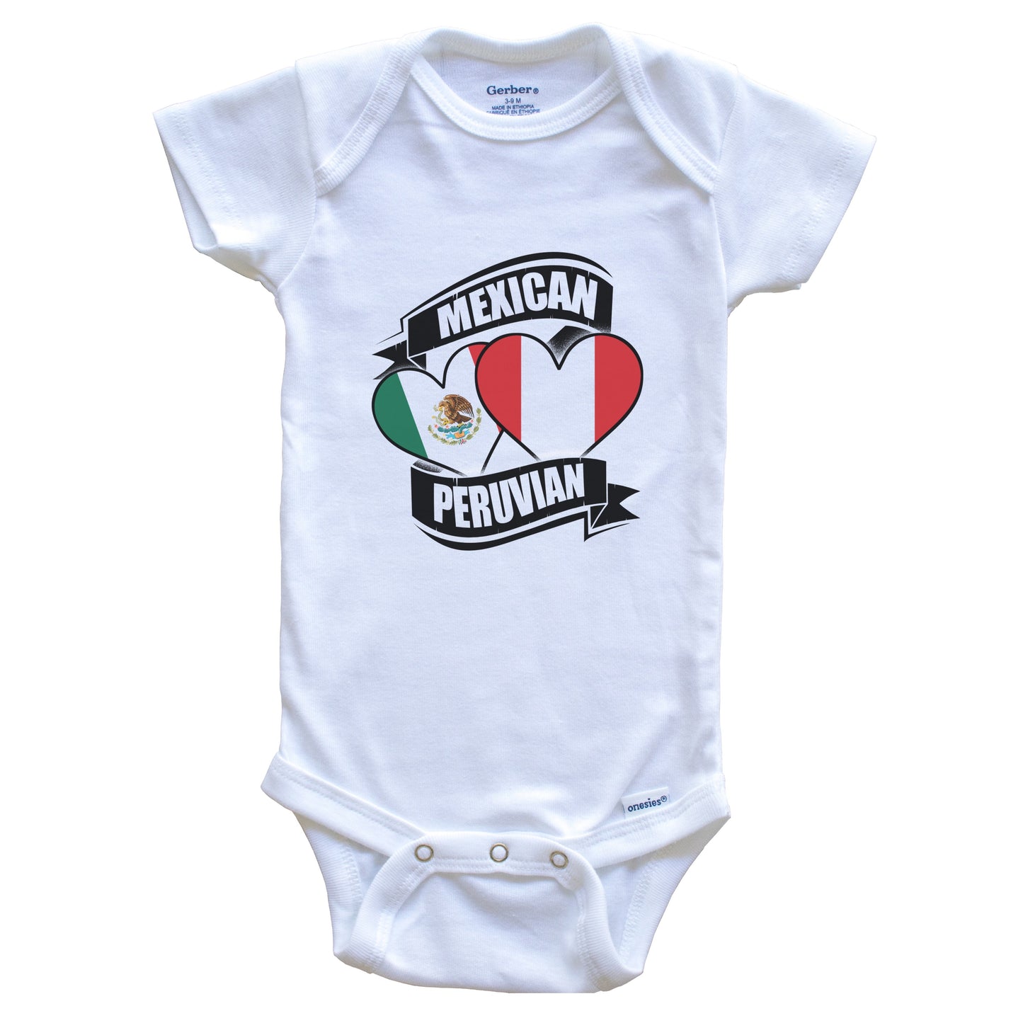 Mexican Peruvian Hearts Mexico Peru Flags Baby Bodysuit