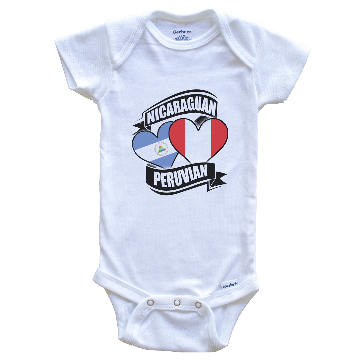 Nicaraguan Peruvian Hearts Nicaragua Peru Flags Baby Bodysuit