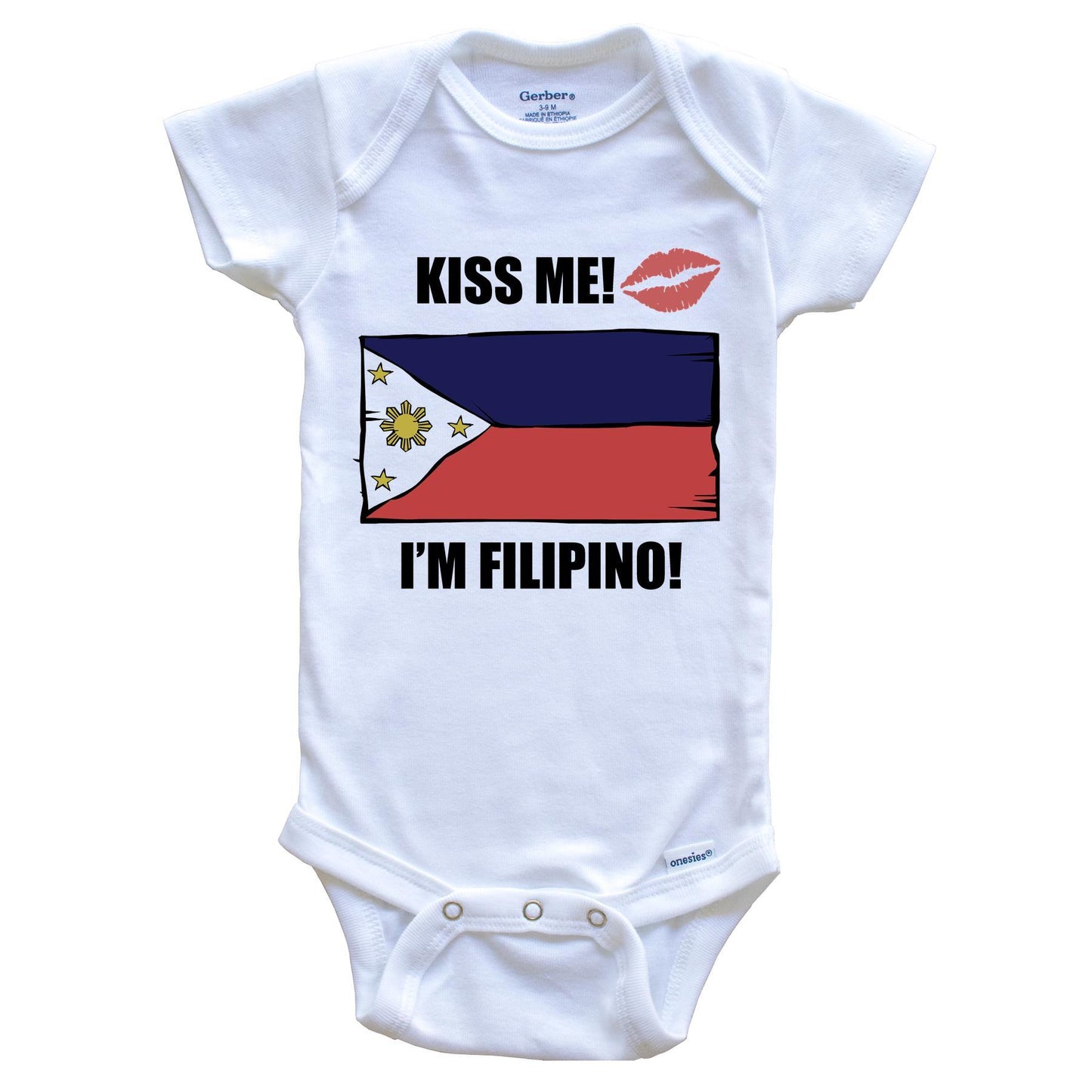 Kiss Me I'm Filipino Cute Philippines Flag Baby Onesie