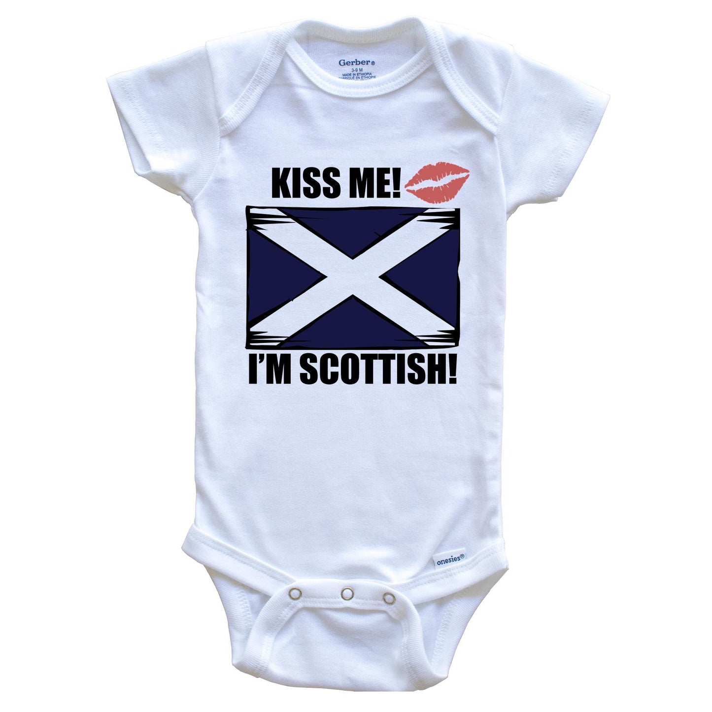 Kiss Me I'm Scottish Cute Scotland Flag Baby Onesie