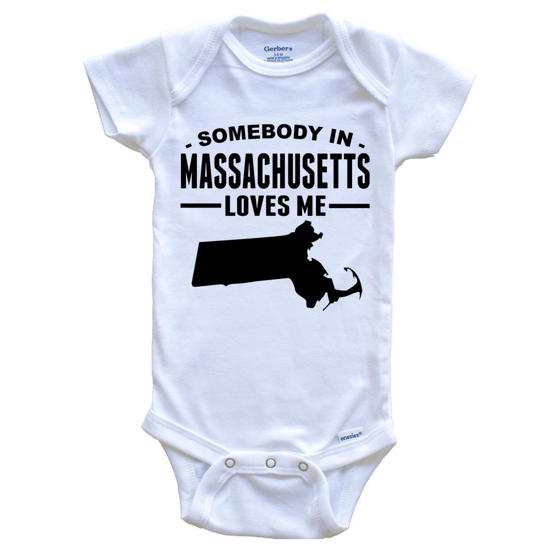 Somebody In Massachusetts Loves Me Baby Onesie - Massachusetts Baby Bodysuit