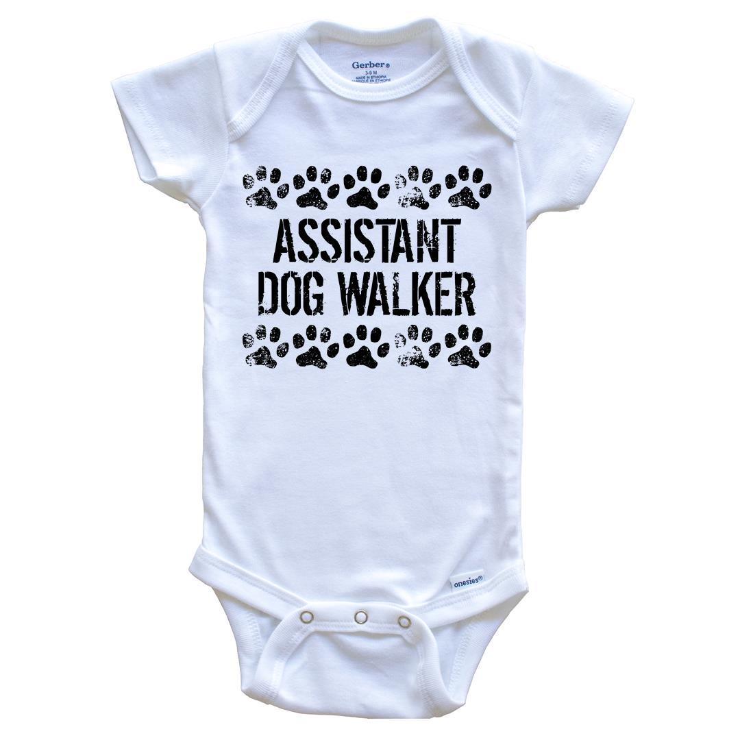 Assistant Dog Walker Funny Baby Onesie - Dog Baby Bodysuit For Kids