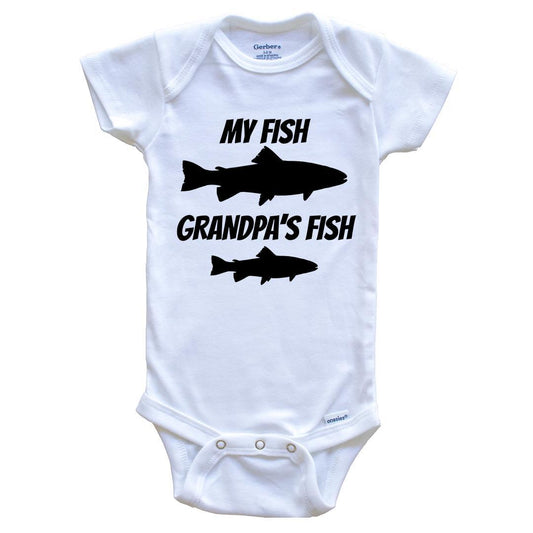 My Fish Grandpa's Fish Fishing Baby Onesie - Grandson Baby Bodysuit